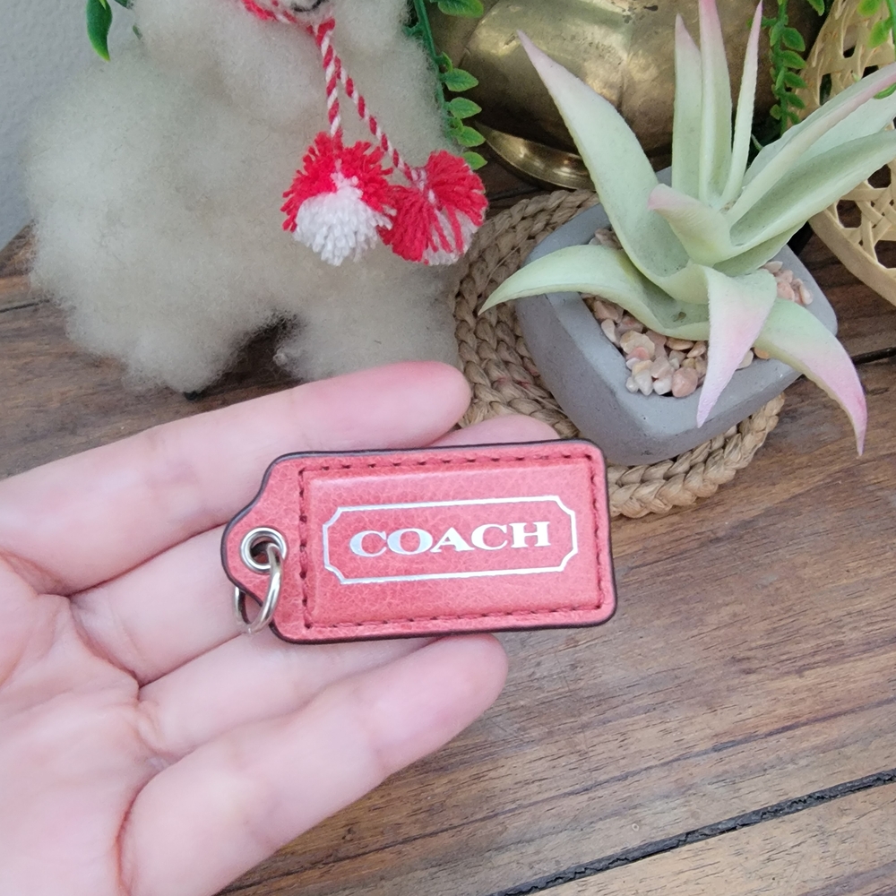 Coach Hang Tag Pink Leather Pendant Bag Charm